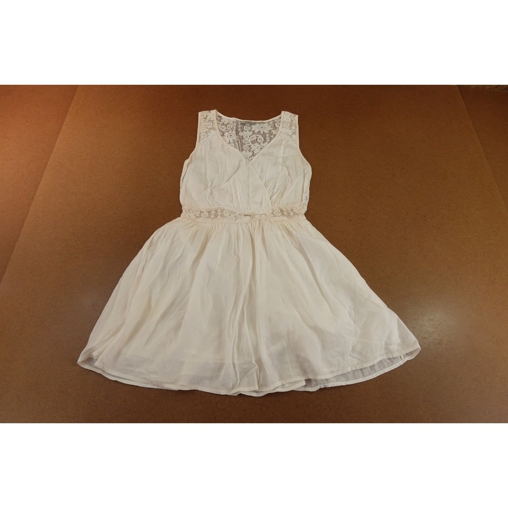 GUESS Womens Size XS Ivory Floral Lace Boho Sleeveless Fit & Flare Midi Dress